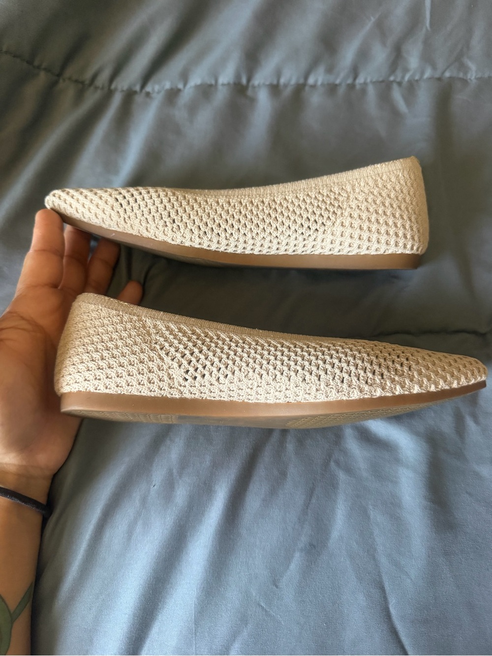 Vivaia Women's Knit Pointed-Toe Flats in Light Beige - Picture 5 of 10